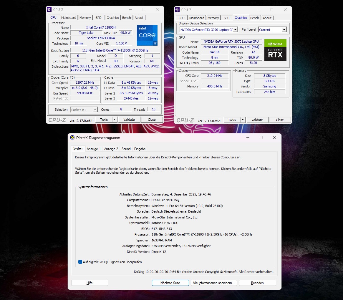 ⭐MSI Katana GF76 – i7 11th, RTX 3070 8GB, 16GB RAM, 2xSSD, ALU, 144Hz – GAMING – TOP!⭐ – Bild 5