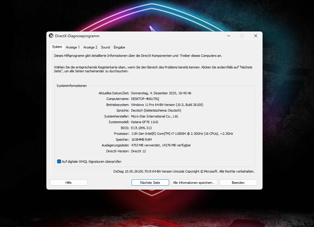 ⭐MSI Katana GF76 – i7 11th, RTX 3070 8GB, 16GB RAM, 2xSSD, ALU, 144Hz – GAMING – TOP!⭐ – Bild 7