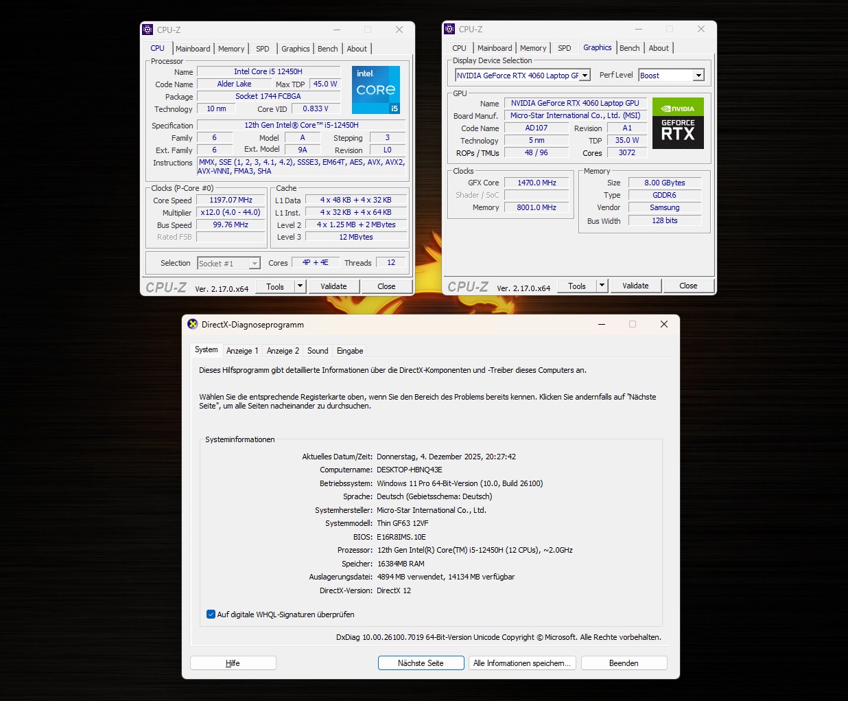 ⭐MSI Thin GF63 – i5 12th, RTX 4060 8GB, 16GB RAM, 2xSSD (2,5TB), ALU, 144Hz – GAMING – TOP!⭐ – Bild 5