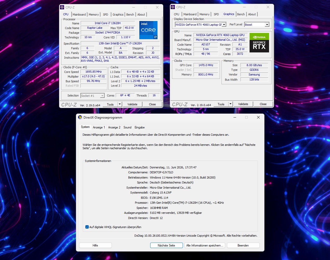 ⭐MSI Cyborg 15 – i7 13th, 2000GB SSD, RTX 4060 8GB, 16GB DDR5 RAM, OVP, BJ: 06/2025 - TOP!⭐ – Bild 5