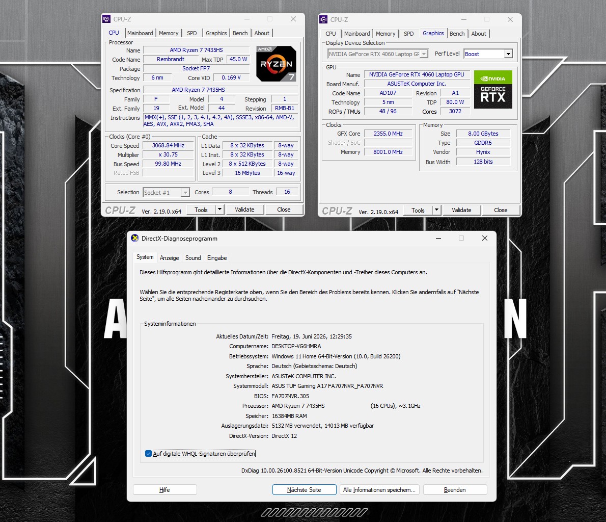 ⭐ASUS TUF Gaming A17 – Ryzen 7 7435HS, RTX 4060 8GB, 16GB DDR5 RAM, 1000GB SSD, OVP - GAMING - TOP!⭐ – Bild 7