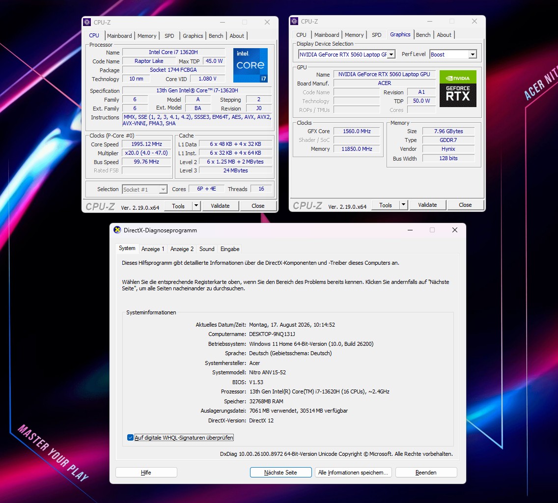 ⭐ACER NITRO V15 – i7 13th, RTX 5060 8GB, 32GB RAM, 1000GB SSD - GAMING - NEUWERTIG!⭐ – Bild 5